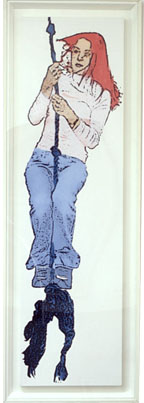 Girl on a Swing, 231"x65cm" Screenprint on linen canvas